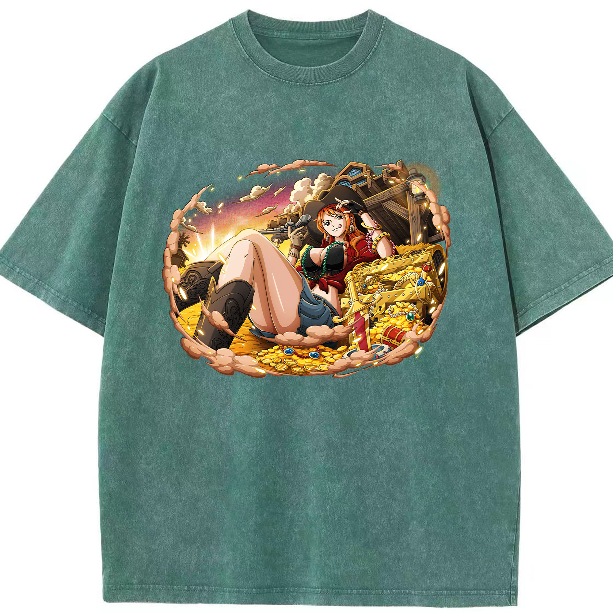 ワンピース ナミ ONE PIECE Nami 綿100% ヴィンテージ風 半袖Tシャツ（フロントプリント）